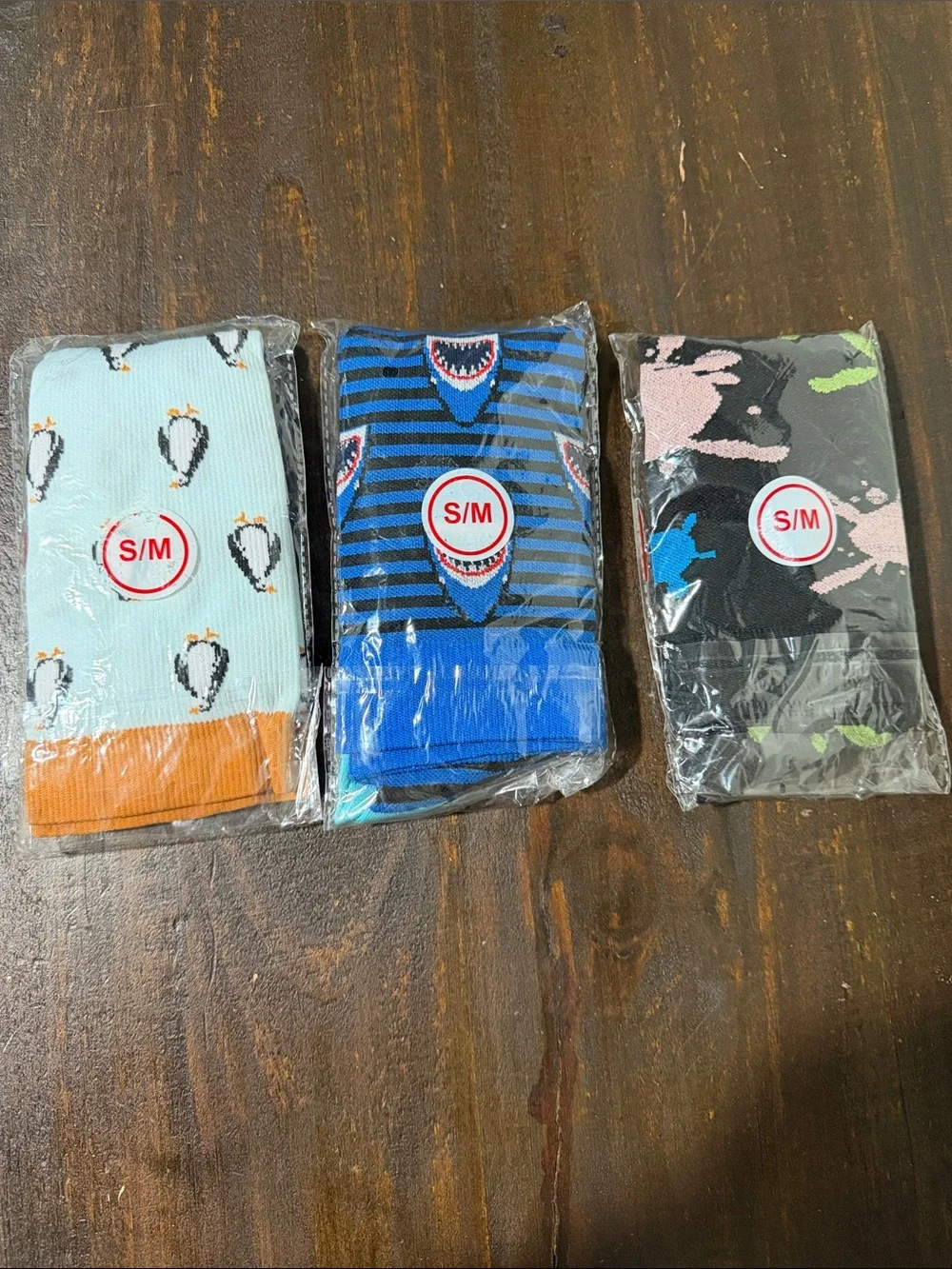 Source Unknown Men's 3-Pack Novelty Crew Socks - Light Blue, Blue & Black